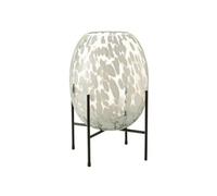 Vase sur Pied Design "Tâche" 38cm Gris & Blanc