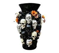Vase tête de mort effrayant en résine - Décoration noire pour Halloween