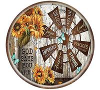 Vase tournesol et moulin à vent en bois avec versets de la Bible Dieu dit que vous êtes couronne, décorations de porche à suspendre, décoration d'intérieur amusante pour café, bar, grotte d'homme