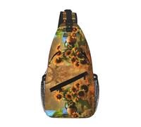 Vase tournesol unisexe avec plusieurs poches, sac à bandoulière de grande capacité, en polyester durable, sangle réglable pour les trajets quotidiens et les voyages