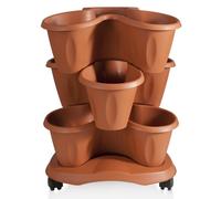 Vase Trèfle Empilable 3 Pièces Avec Roues Couleur Terracotta