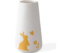 Vase, vase à fleurs, vase de table, vase décoratif, vase de Pâques en céramique, blanc avec motif de joli lapin, fleur et papillon, décoration intérieure table, idée cadeau pour Pâques et le printemps