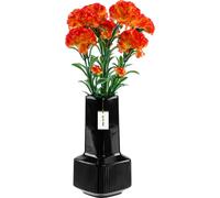 Vase Vase de fleurs en céramique avec rainures Noir H 20 cm Brillant Vase de table décoratif Vases Fleurs Déco Moderne Glamour, motif tridimensionnel, inspiration florale, bouquets de fleurs vivants