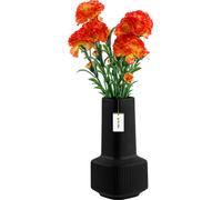 Vase Vase de fleurs en céramique avec rainures Noir H 20 cm Mat Vase décoratif de table Vase de fleurs Décoration Moderne Glamour, motif tridimensionnel, inspiration florale, bouquets de fleurs vivant