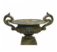 Vase Vasque Chambord Jardinière De Pilier Pot De Fleur En Fonte Vert Anglais 29x32,5x47cm Vert