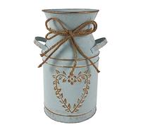 Vase Vintage à Fleurs en Métal 7,5" Vase Galvanisé Rustique Pot à Lait Shabby Chic avec en Forme de Coeur pour Mariage Maison Déco