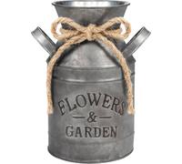 Vase Vintage À Fleurs En Métal-L11,3 X H19 Cm-Pot À Lait Shabby Vintage Chic Galvanisé-Pot Lait Zinc Décoratif Pour Décoration De Maison/Mariage Et Plantes
