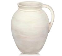 Vase vintage avec poignées - En céramique - Fabriqué à la main - En terre cuite - Pour décoration de salon, maison, bureau - Pour herbe de la pampa, décoration rustique et antique - Hauteur : 18 cm