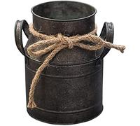 Vase Vintage en Métal, Seau D'arrangement De Fleurs en Fer, Seau De Cruche À Lait, Ornements Art Déco Minables pour Le Bureau À Domicile De Jardinière De Mariage-Glossy