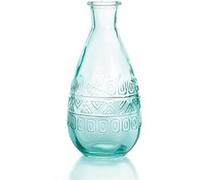 Vase Vintage en verre à reliefs - Bleu - 7,5 x 15,8 cm