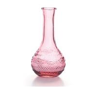 Vase Vintage en verre à reliefs - Rose - 7,5 x 15,8 cm