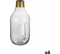 Vase visage gris verre 11 x 24,5 x 12 cm (6 pièces)
