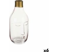 Vase visage rose verre 11 x 24,5 x 12 cm (6 pièces)
