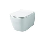 Vase WC série A16 Mini suspendu sans rebord en céramique avec tablette - 3 couleurs disponibles (blanc brillant)
