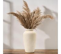 Vaseking Grand vase floral rustique en céramique, pour décoration d'intérieur bohème, table, salon, étagère, cheminée, mariage, 28 cm, blanc