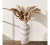 Vaseking Grand vase rustique en céramique de 36,8 cm | Vase décoratif fileté pour décoration de maison, salon, étagère, cadeau de pendaison de crémaillère, kaki