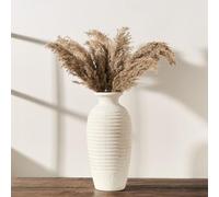 Vaseking Vase rustique naturel en céramique - 36,8 cm - Grand vase décoratif vintage fileté pour décoration d'intérieur, salon, décoration d'étagère, mariage, cadeau de pendaison de crémaillère -