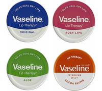 Vaseline Baume à Lèvres - Vaseline - Thérapie des Lèvres - Original, Beurre de Coco, Alo Vera et Rosy Boîte de 20 g - Soulage les lèvres sèches - Lot de 4