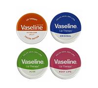 Vaseline Lip Therapy Baume pour les lèvres - 20 g - Beurre de cacao, aloès, Rosy Lips et saveur originale - Apaise les lèvres sèches (lot de 4)