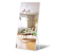 Vasemouh 165x60 CM Miroir sur Pied Blanc, Miroir en Verre Trempé, Nouveau Miroir Plein Pied Amélioré