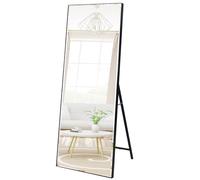 Vasemouh Grand Miroir Noir sur Pied, 165x51 CM Antidéflagrant Plein Pied, Pliable à Poser au Sol pour La Chambre, Le Salon