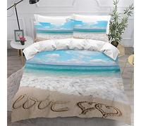 VASENA Amour De La Plage Housse de Couette 200×200 Enfant Garçons Fille 3D Motif Parure de Lit Amour Romantique Microfibre Housse de Couette 1 Personne avec 2 Taies d'oreiller 50x75