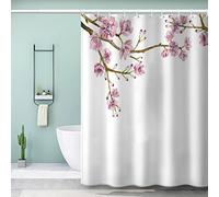 VASENA Fleurs Aquarelle Rideau de Douche Anti-moisissure 200x200 3D Fleurs Japonaises Rideaux de Bain Baignoire Tissu Polyester Art Deco Anti Moisissure Rideau de Douche Leste