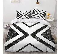 VASENA Housse de Couette 220x240 Ado Adulte Parure de Lit Motifs Géométriques Marbre Noir Et Blanc Housse de Couette en Microfibre Hypoallergique Ensemble de Literie avec 2 Taies d'oreiller