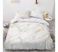 VASENA Housse de Couette 240×260 Doux Microfibre Housse Couette Marbre Doré Géométrie Parure de Lit 2 Personnes Qualité Supérieure Housse de Couette avec Fermeture Eclair