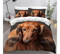 VASENA Housse de Couette 240×260 Doux Microfibre Housse Couette Teckel Teckel Poil Long Parure de Lit 2 Personnes Qualité Supérieure Housse de Couette avec Fermeture Eclair