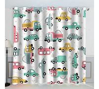 VASENA Petite Voiture Rideau Thermique Isolant Anti Froid 2 Pièces Rideaux Voiture De Dessin Animé Rideau Occultant 3D Impression Moderne Salon Chambre Rideaux Acoustiques （183x214 cm）