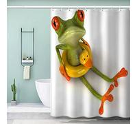 VASENA Rideau de Douche 180x180 Grenouille Mignonne Rideau de Douche Imprime en 3D Imperméable Anti Moule Animaux De Dessin Animé Rideaux de Bain Baignoire Opaque avec 12 Crochets