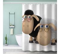 VASENA Rideau de Douche 180x180 Mouton Mignon Kawaii Rideau de Douche Imprime en 3D Imperméable Anti Moule Animaux De Dessin Animé Rideaux de Bain Baignoire Opaque avec 12 Crochets