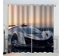 VASENA Rideau Voiture De Sport Voiture De Course Rideau Thermique Isolant Anti Froid Rideau Occultant Oeillet 2 Pièces Opaque Salon Maison Décoration Rideaux Polyester （234x137 cm）