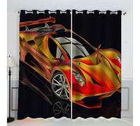 VASENA Voiture De Sport Voiture De Course Rideau Thermique Isolant Anti Froid 2 Pièces Rideaux Sports Mécaniques Rideau Occultant 3D Impression Moderne Salon Chambre Rideaux Acoustiques (183x214 cm)