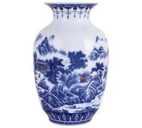 Vases à corps fin en porcelaine bleue et blanche fabriqués à la main - Chinoiserie chinoise traditionnelle chinoise à paroi mince motif melon d'hiver à large ouverture, parfaits pour la décoration de