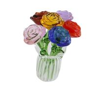 Vases à Fleurs et bourgeons artificiels Transparents en Verre, Ensemble de Vases pour Exposition sur étagère, Simulation de Fleurs en Verre