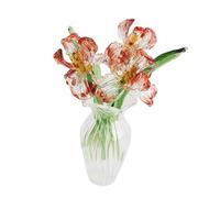 Vases à Fleurs et bourgeons artificiels Transparents en Verre, Ensemble de Vases pour Exposition sur étagère, Simulation de Fleurs en Verre