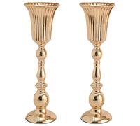 Vases À Fleurs Or pour Centres Table, 2 Pièces Vases Trompettes en Métal Haut Vase de Centre Table Mariage Pièce Maîtresse Décorative de Table Support de Fleur pour Le Dîner Fête Mariage