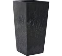 Nizza Stone Pot de Fleurs en Plastique avec Insert Noir Aspect béton 25 x 46,5 cm