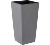 Nizza Groove Pot de Fleurs en Plastique avec Partie en Fibres de Bois et Insert Gris 35 x 35 x 68 cm