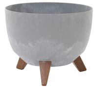 Oslo Stone Pot de Fleurs, Gris, Aspect béton, 29 x 23 cm, en Fibres de Plastique/Bois sur Pieds avec Insert
