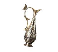 Vases d'art en métal avec détails géométriques en relief, pots de fleurs vintage en bronze antique, pièces maîtresses de salon, décorations, vases géométriques en relief en métal