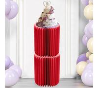 Vases en Carton pour Mariage 2 pcs Support de Fleurs Pliable,Présentoir de Colonne en Carton pour fête,Support de gâteau avec Couvercle en Acrylique,20/40/60/80/100 cm de Haut(Rouge,H 40cm)