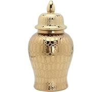 Vases en céramique dorée, pot de gingembre avec couvercle pour la décoration de la maison, pot de temple avec couvercle, vase traditionnel en porcelaine, pot de fleur, décoration de pot cadeau pour