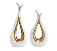 Vases en céramique Lot de 2, Bohémien, Minimaliste Moderne décoratif,pour la décoration intérieure, la Table Basse, Les Mariages, Les Restaurants, Les décorations de Bureau et d’entrée (Or Blanc)