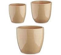 Vases - Set Di Vasi - Beige Argilla - 3 Pièces - 22,5 X 18,5 X 22,5 Cm - Terre Cuite Multicolore