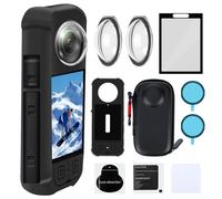 Vasgather Kit d'accessoires de Protection pour Appareil Photo Insta 360 X3 avec Coque de Protection en Silicone, protecteurs d'écran, étui pour Appareil Photo (avec Boucle), Protecteur Avant et
