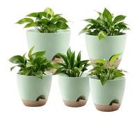 Vasi Per Fiori Autoinnaffianti - 5 Pezzi Contenitori Per Cactus Con Serbatoio, Vaso Autoinnaffiante Piante Con Foro Di Drenaggio | Ideali Uso Esterno In Giardino, Balcone, Terrazzo E Cortile