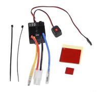 Vasiumic 60 A/360 A brossé ESC 1/10 RC voiture bateau, contrôleur électronique 6-12 V avec capuchon, mode frein avant, marche arrière, rouge noir (noir)